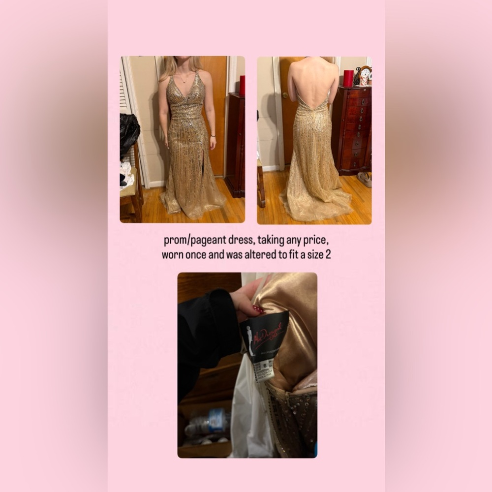 Alyce Paris Champagne Sequin Dress